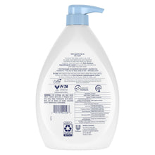Liquid body wash bottle back label with directions, cautions, and recycling icons