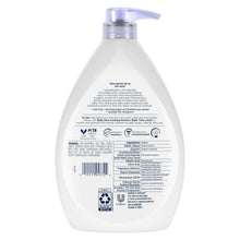Baby Dove body wash bottle back label with ingredient and directions panel