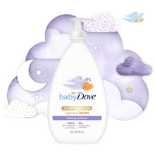 Baby Dove sensitive skin care night time lotion bottle with pump, calming moisture