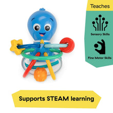 Baby Einstein ocean teether and rattle toy with blue character and colorful ring arms
