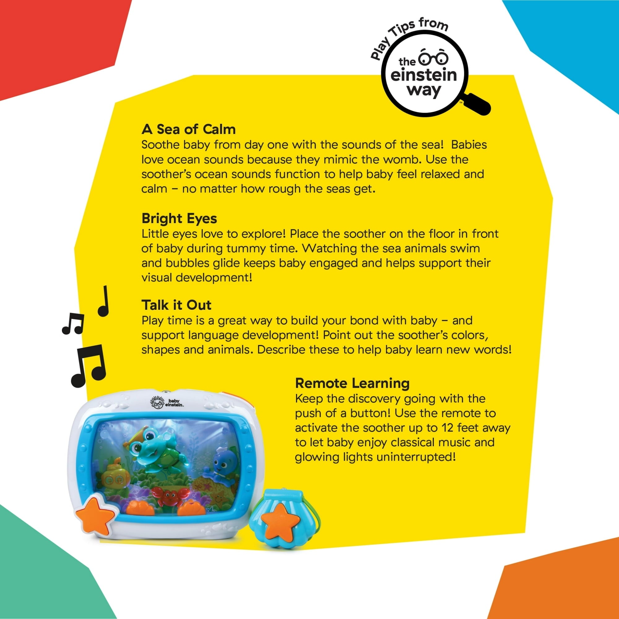 Baby Einstein Sea Dreams Soother Sleep Sound Machine with White Noise and Remote, Multicolor, for Infants and Kids, 0 Months+