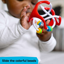 Slide & swirl sensory ball toy with colorful beads on white curved bars
