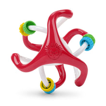 Slide & swirl sensory ball with red frame and multicolor bead rings