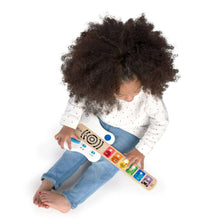 Toy guitar for babies, white with blue slide and colorful animal button strip