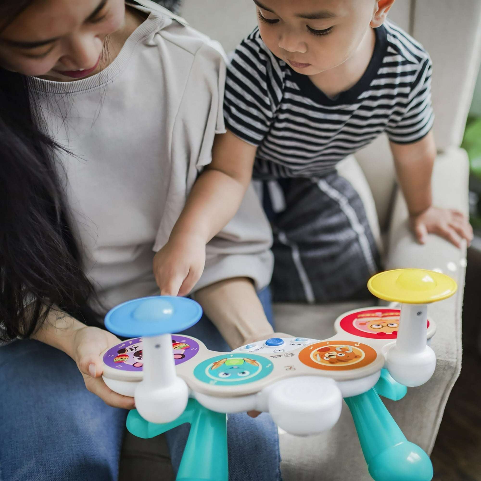 Baby Einstein Together in Tune Drums Wireless Wooden Musical Toddler Toy, Magic Touch, Unisex, Age 12 months+
