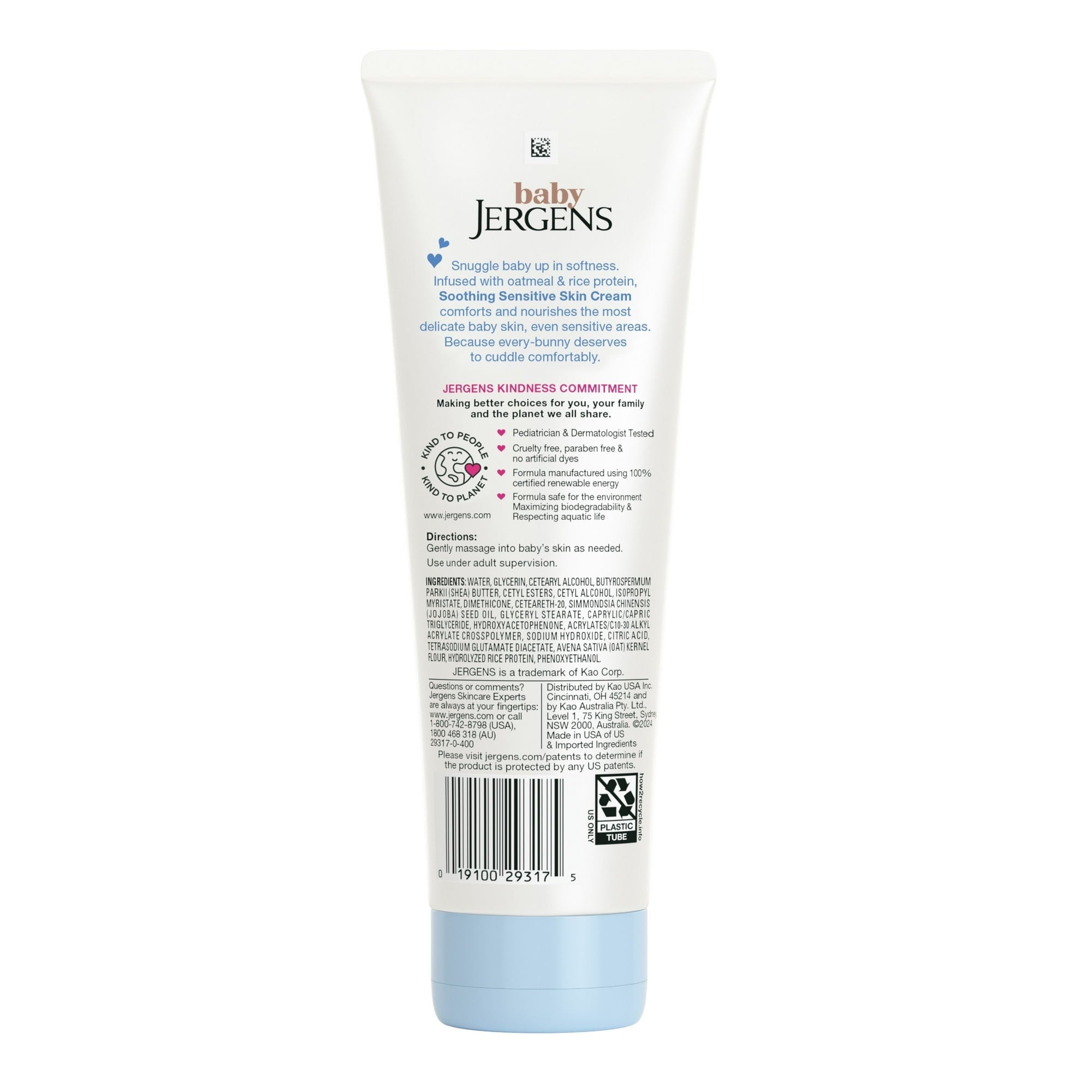 Baby Jergens Soothing Sensitive Skin Cream, Newborn Dry Skin, Fragrance-Free, 8 fl oz