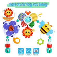 Safe baby arch mobile with detachable dangling toys and lighted round center