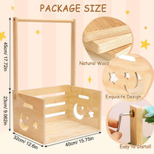 Wood baby shower crate closet with clear front panel, open interior view