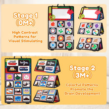 Tummy time mirror toy with high-contrast black-and-white pattern panels for baby stages