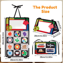 Tummy time mirror toy size chart showing dimensions in cm and inches