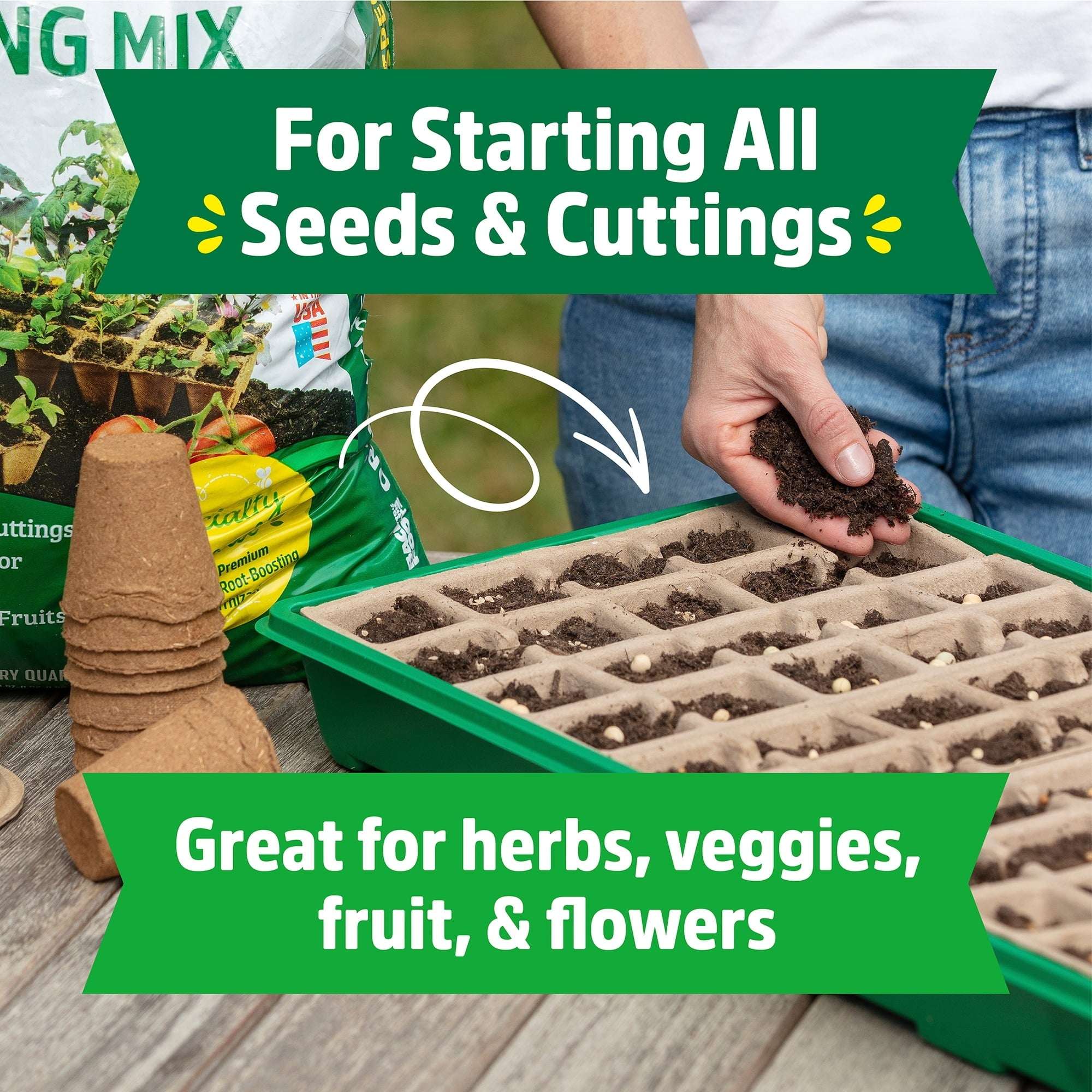 Back to the Roots Natural and Organic 3-in-1 Seed Starting Mix, Premium Blend Soil, 12 Quart Value Size, New & Improved Blend