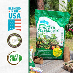 Back to the Roots Natural and Organic 3-in-1 Seed Starting Mix, Premium Blend Soil, 12 Quart Value Size, New & Improved Blend