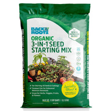 Organic 3-in-1 seed starting mix bag, green and white label
