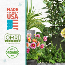Organic perlite bag back label with Made in USA, OMRI Listed, and organic seal