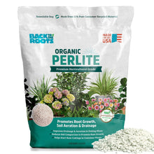 Organic perlite soil amendment in resealable bag with gardening label and flowers