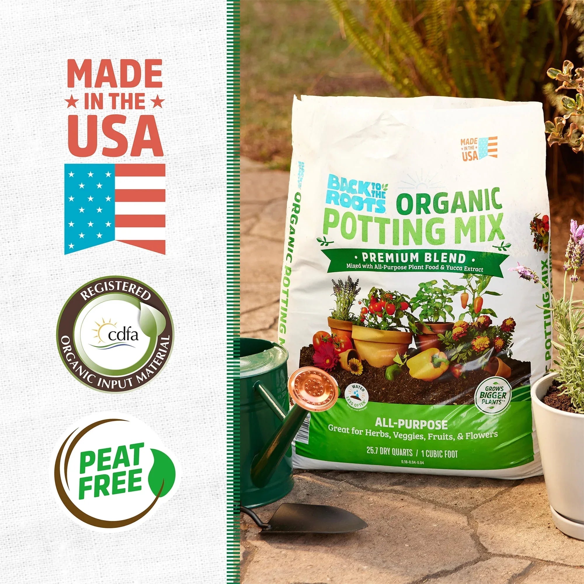 Back to the Roots Organic Potting Mix All-Purpose Premium Blend Soil, 1 cu ft