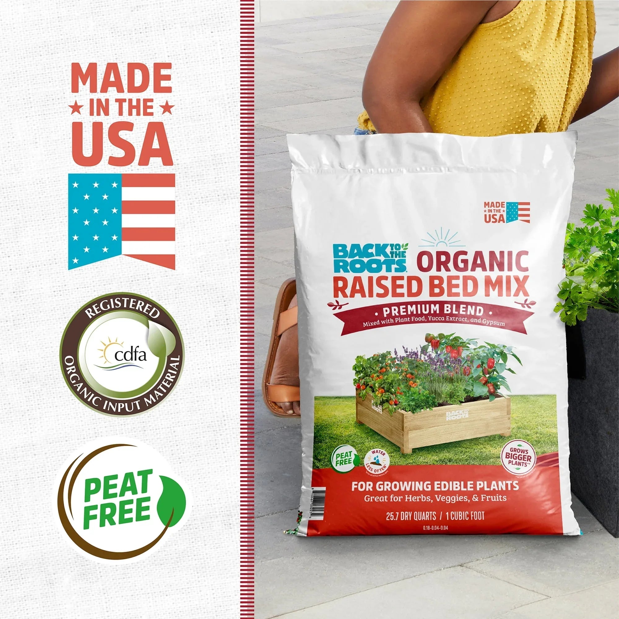 Back to the Roots Organic Raised Bed Soil Mix Premium Blend, 1 cu ft