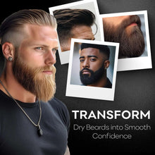Hair and beard butter styling results on men with trimmed beards and smooth appearance