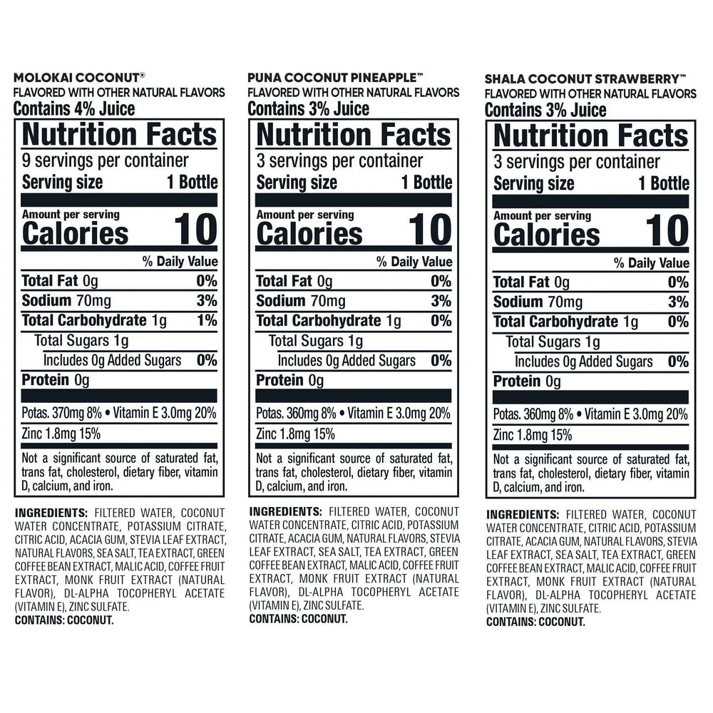 Bai Antioxidant Beverage, Coconut Variety Pack, 18 fl oz, 15-count - USA MEGA SHOP