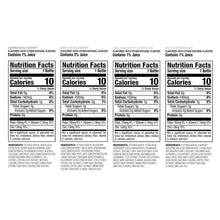 Nutrition Facts panel on bottled drink variety pack, servings per bottle shown