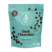 Resealable bag of dark chocolate baking chips, no sugar added