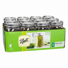 Ball wide-mouth quart canning jar set in green box, 12-pack of glass jars with lids