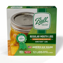 Ball regular mouth canning jar lids, one-piece SureTight metal lid pack, 12 count