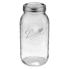 Ball wide-mouth mason jar, clear glass with lid and metal band