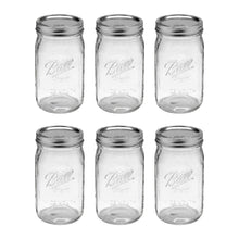 Wide mouth mason jars set of 6, clear glass, with metal lids and bands, quart size