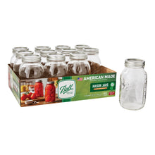 Quart-size regular-mouth mason jar set, clear glass jars with metal lids and rings