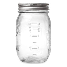 Clear regular-mouth mason jar with measurement markings and screw top rim