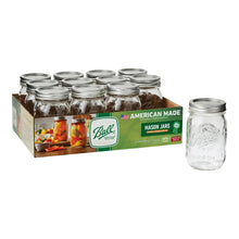 12-pack of regular-mouth 16 oz glass mason jars with lids and rings