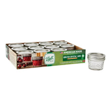 Quilted crystal mason jars, clear glass with metal lids and bands, mini size