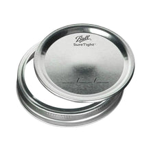 Metal mason jar lid and ring with SureTight seal, silvery finish