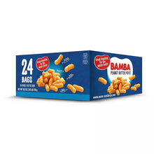 Bamba peanut butter puffs 24-bag box with front and side panels
