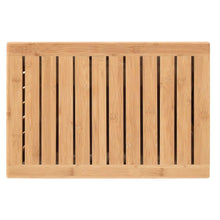 Bamboo hamper lid panel with vertical slats and open handle cutout