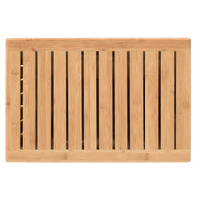 Bamboo laundry hamper front panel with vertical slats and wooden frame