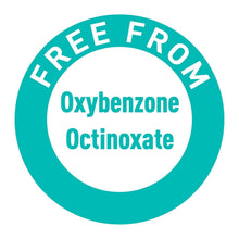 Free-from sunscreen emblem for oxybenzone and octinoxate.