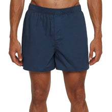 Men's woven boxer shorts, solid navy with elastic waistband