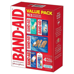Band-Aid Brand Adhesive Bandages Value Pack, Assorted Sizes, 163 Count