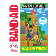 Minecraft adhesive bandages value pack box, 60 assorted decorated bandages