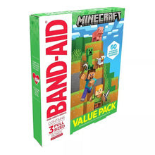 Minecraft adhesive bandages value pack box, 60 assorted decorated bandages, side view