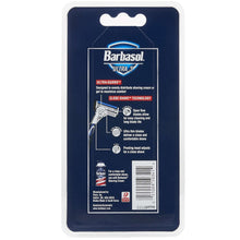 Disposable razor 4-pack back label with Barbasol Ultra 3 details and 3 blades.