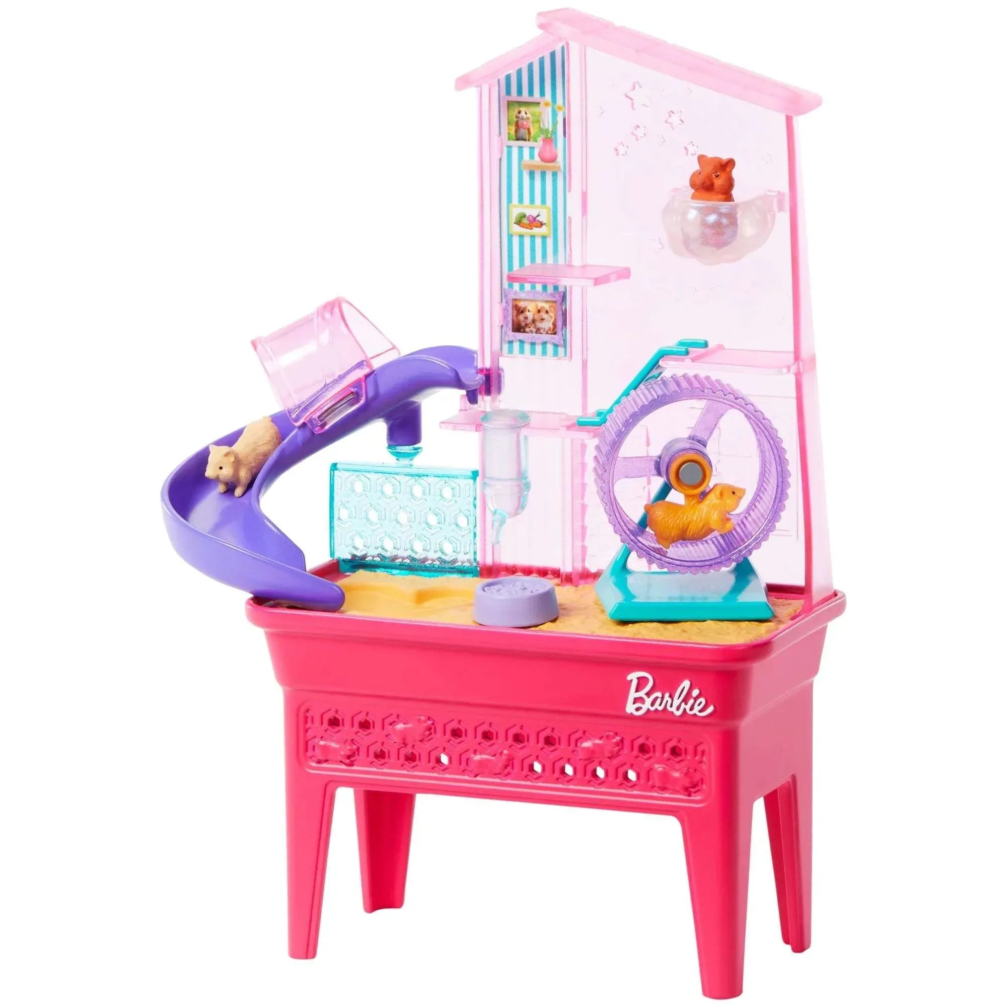 Barbie World Hamster Pet Playground Playset with Wheel, Pets & Food Accessories - USA MEGA SHOP