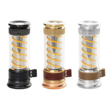 Three Edison light sticks with black, gold, and clear tubes and base collars.
