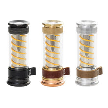 Edison light stick in black housing with warm amber tube lights and top cap