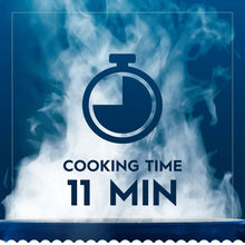 Cooking time label showing 11 min for penne pasta