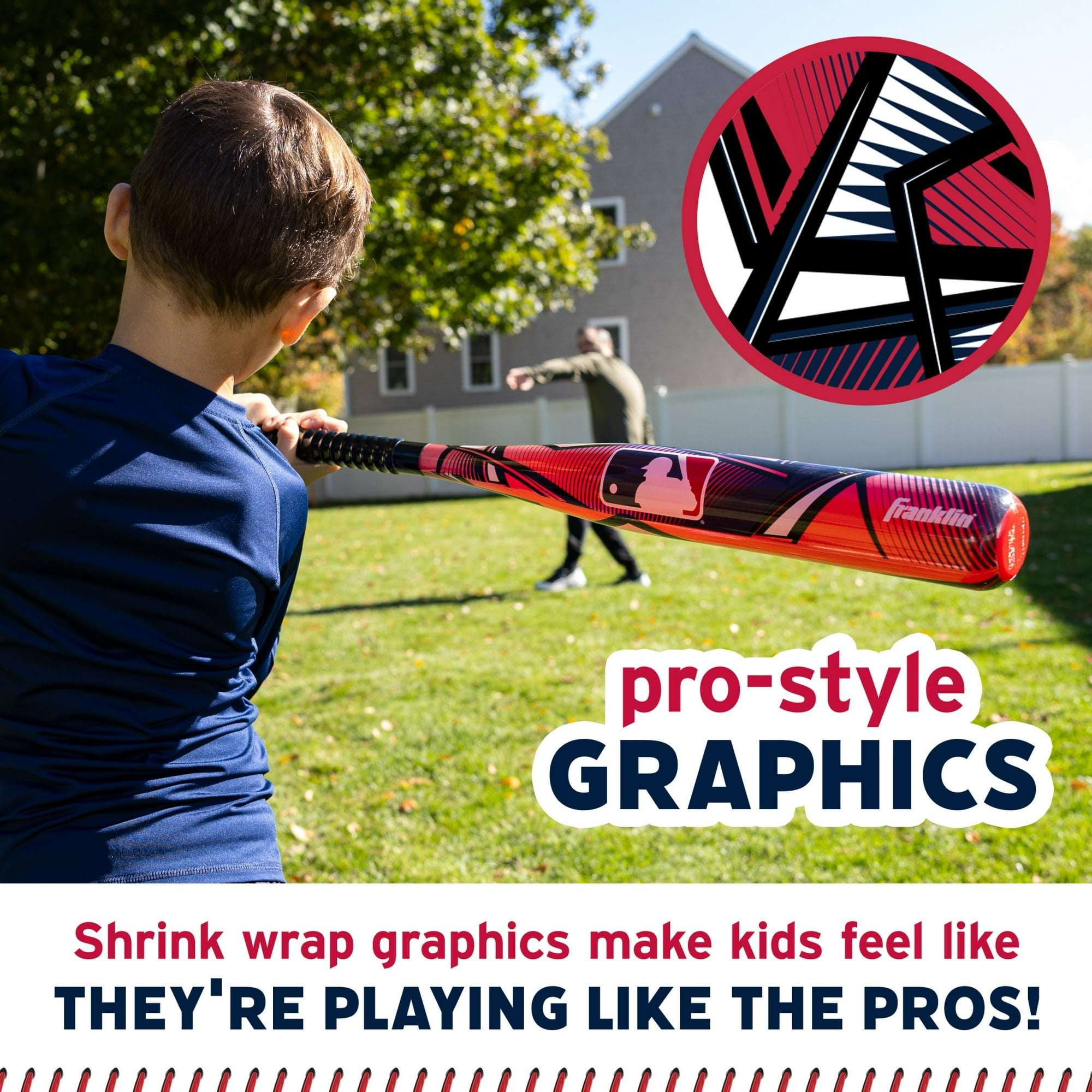 Franklin Sports Kids MLB Slammin' Baseball Bat & Ball Set - Youth Plastic Baseball Bat + Ball - Fun Backyard Toy for Boys + Girls - 30" Pro Style - For Kids Ages 3+ - Red