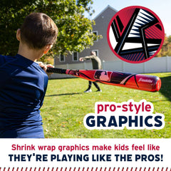 Franklin Sports Kids MLB Slammin' Baseball Bat & Ball Set - Youth Plastic Baseball Bat + Ball - Fun Backyard Toy for Boys + Girls - 30" Pro Style - For Kids Ages 3+ - Red