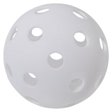 White plastic perforated practice baseball with rounded holes